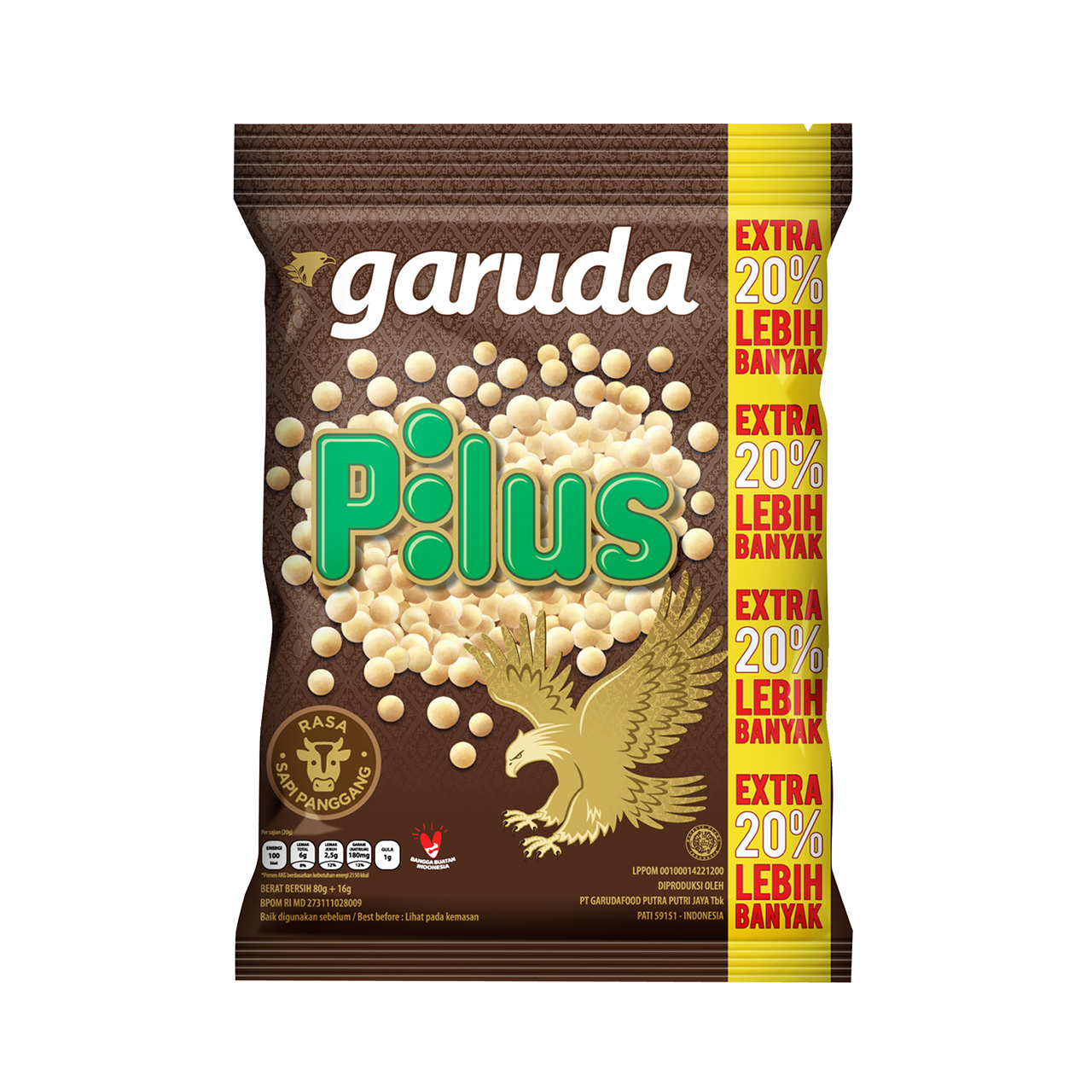 Promo Harga Garuda Snack Pilus Sapi Panggang 95 gr - Tip Top